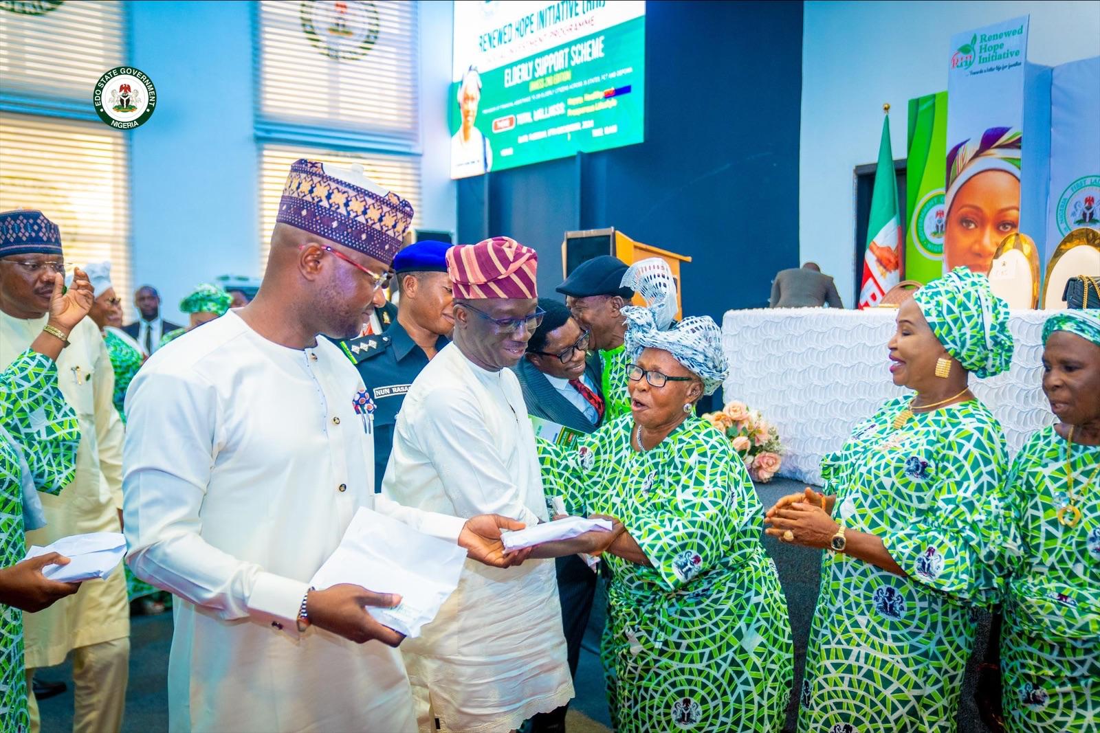 Edo: Nigeria’s First Lady Empowers 250 Elderly Men and Women in Edo State– Gov. Okpebholo Commends the Initiative