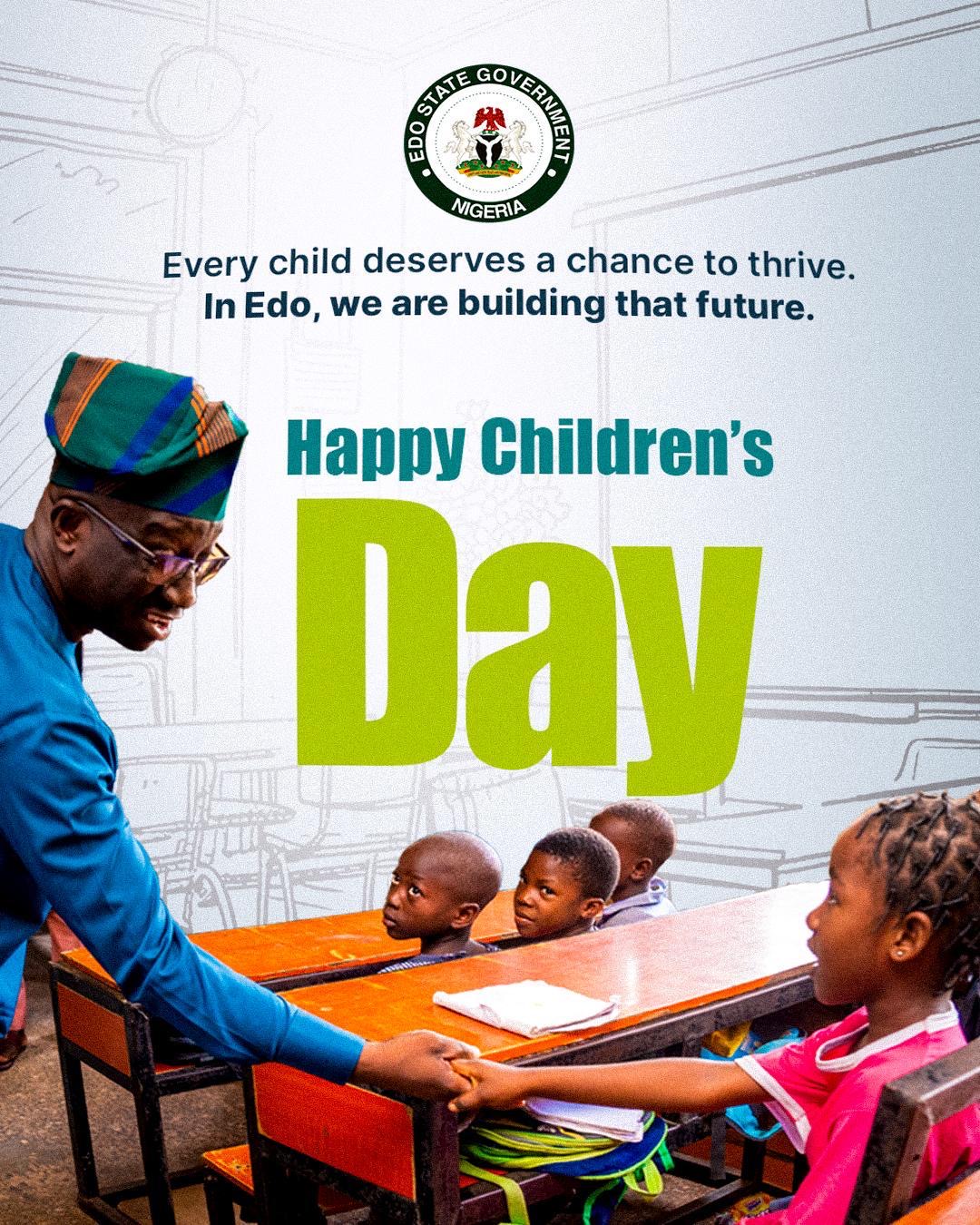 CHILDREN’S DAY: GOV OKPEBHOLO URGES PARENTS, GUARDIANS TO DISSUADE THEIR CHILDREN FROM JOINING CULT GROUPS