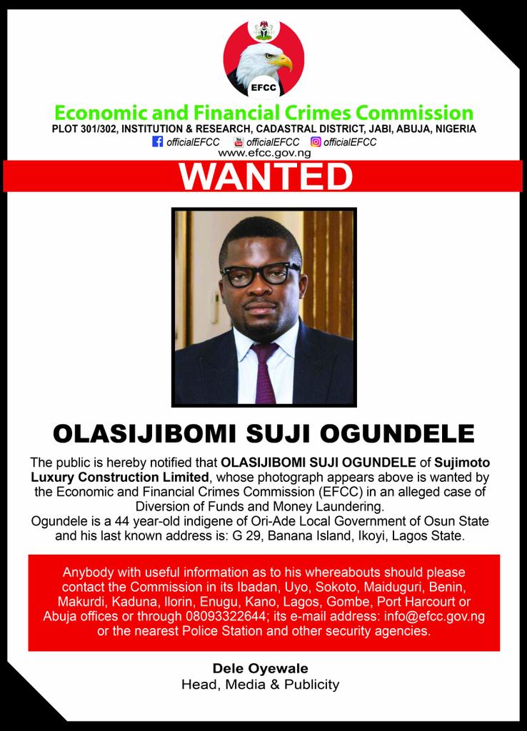 EFCC Declares Sujimotos’ Olasijibomi Ogundele Wanted Over Alleged Money Laundering