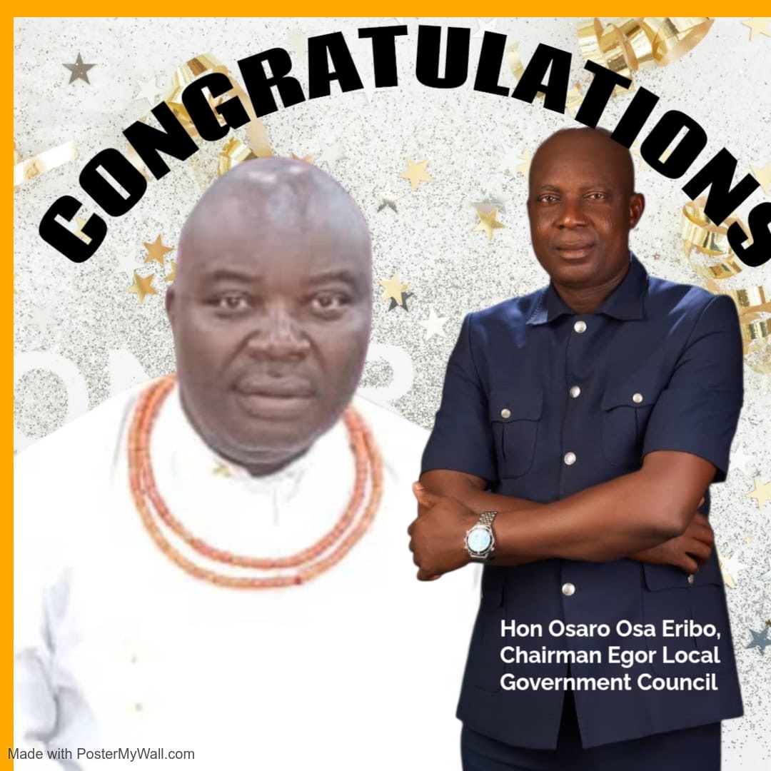 Egor Council Chairman Congratulates Chief Emmanuel Iyase on Royal Installation as Okaon’reguae of Okhoromi Community