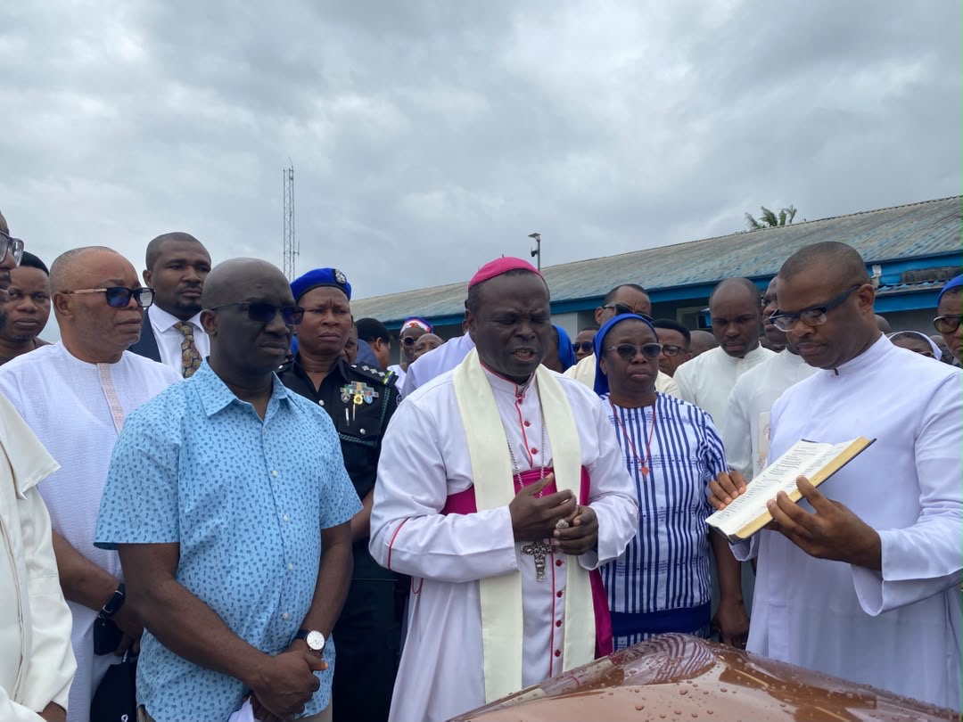 Gov. Okpebholo Joins Dignitaries to Receive Remains of Late Archbishop Akubeze