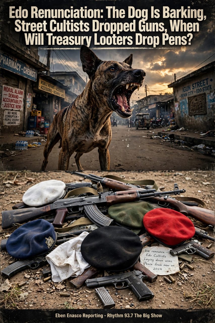 Edo Renunciation: The Dog Is Barking, Street Cultists Dropped Guns, When Will Treasury Looters Drop Pens?